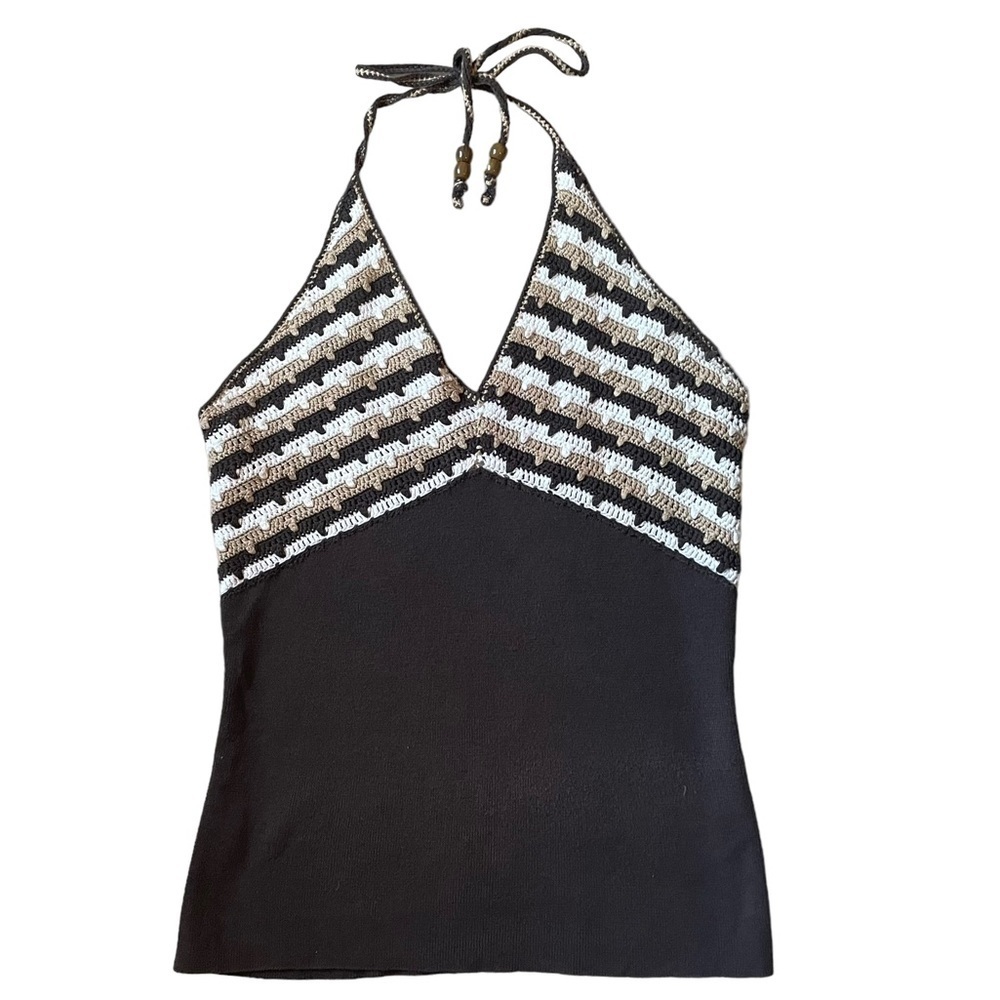 LOFT Brown and White Halter Top Size S